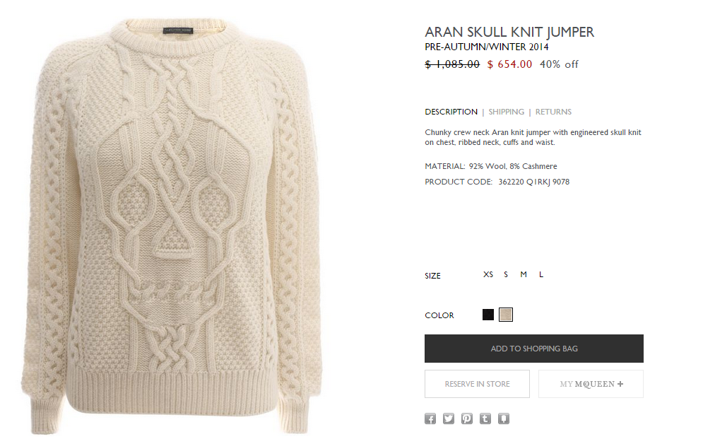 alexander mcqueen skull cable knit sweater